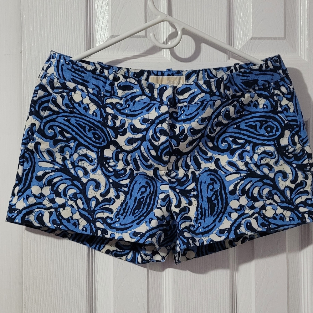 Michael Kors Blue and White Paisley Women's Shorts